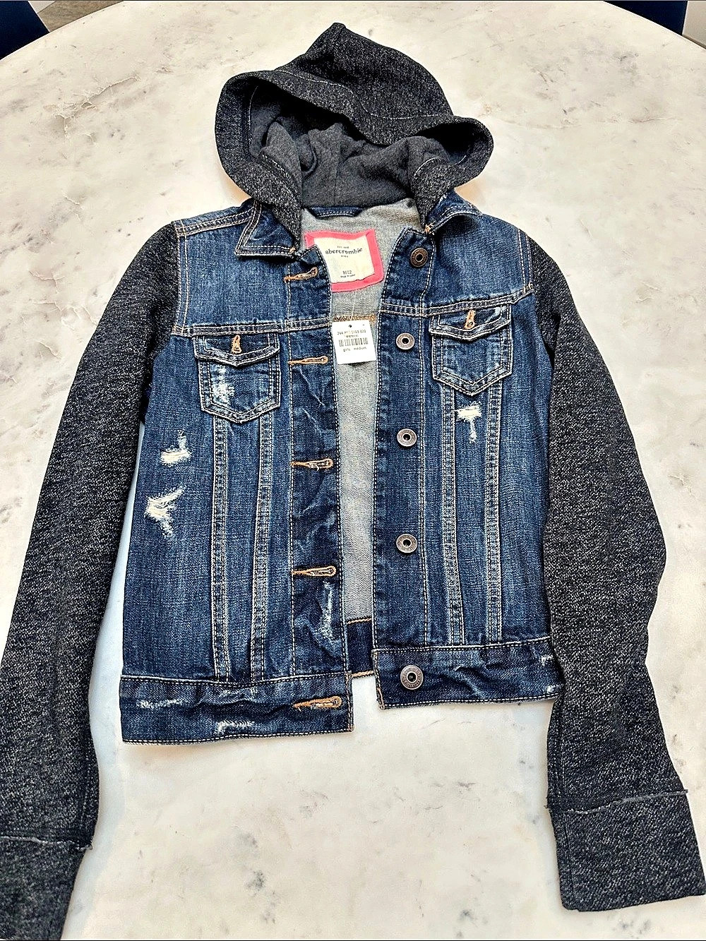 Abercrombie Kids Denim Hooded Jacket Size Medium